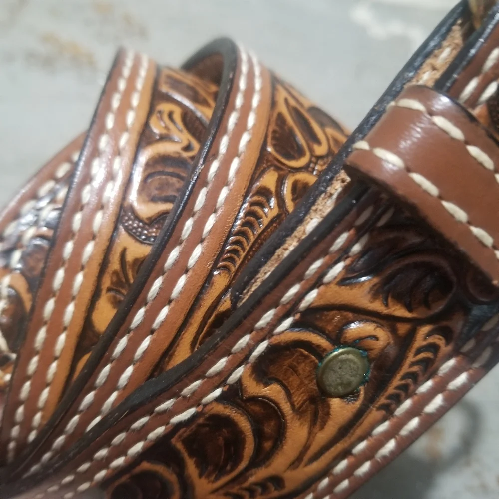 Tooled Belt Top Grain - Picture 2 of 6